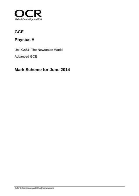 ocr physics g484 june 2013 past paper