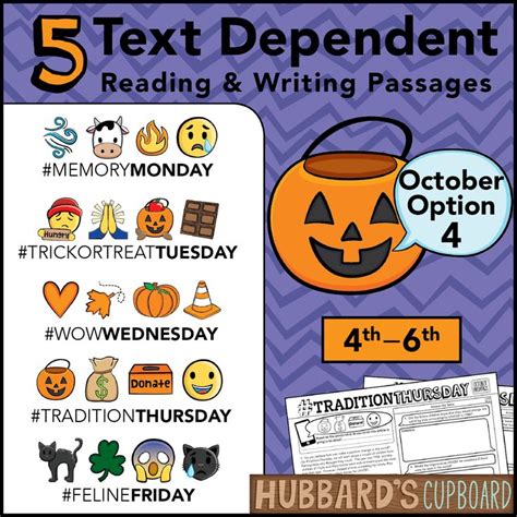 October Text Dependent Reading Text Dependent Writing Prompts Text Dependent Writing Prompts - Text Dependent Writing Prompts