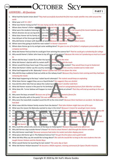 Download October Sky Movie Questions Answers 