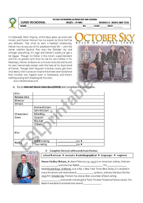 Download October Sky Student Packet By Novel Units Inc 