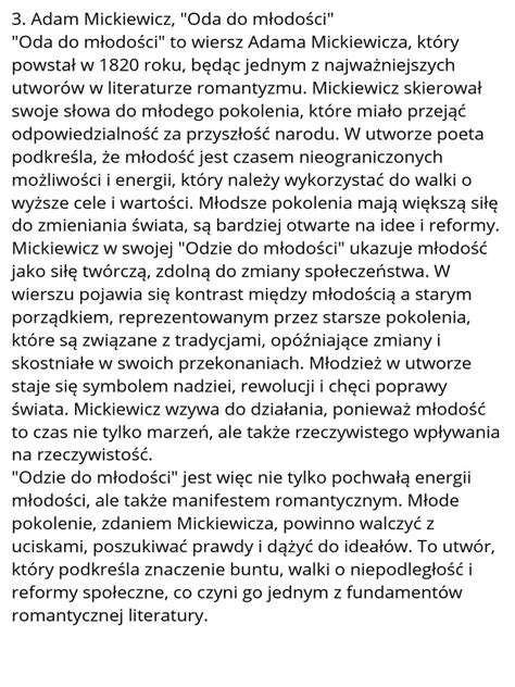 Oda Do Młodości Tekst