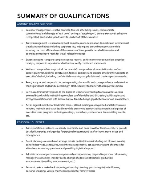 odalala summary of qualifications