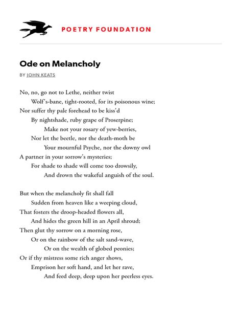 Ode On Melancholy