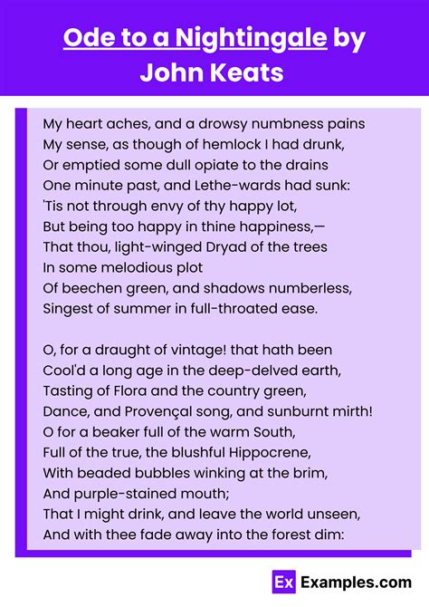Ode To A Nightingale John Keats