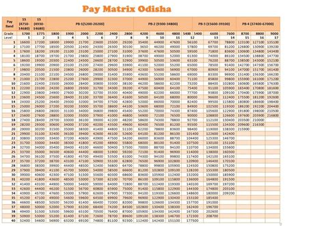 Odisha Govt Pay Matrix