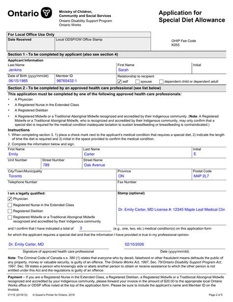 Odsp Application Form