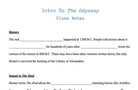 Odyssey Two Eight Cloze Notes Activity Answers