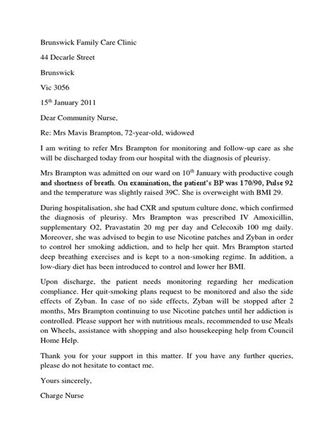 oet sample letter to a community nurse