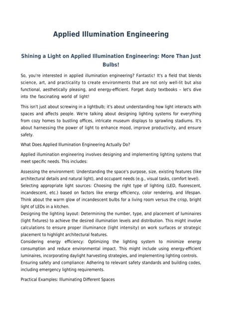 Of Applied Illumination Engineering By Jack L Lindsey