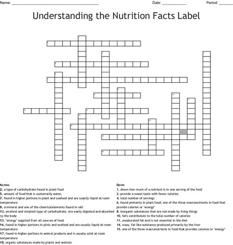 Of Nutrition Crossword Puzzle Clues Amp Answers Dan Science Of Nutrition Crossword Clue - Science Of Nutrition Crossword Clue