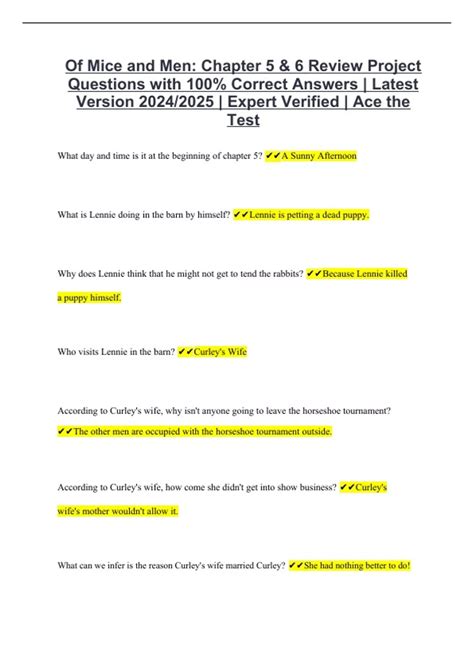Full Download Of Mice And Men Chapter 5 Questions Answers 