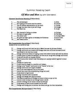 Read Online Of Mice And Men Unit Test Matching Please Match The 