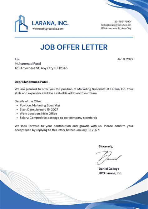 Offer Letter Pdf