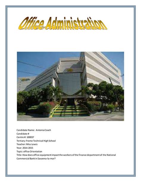 office administration cxc sba sample