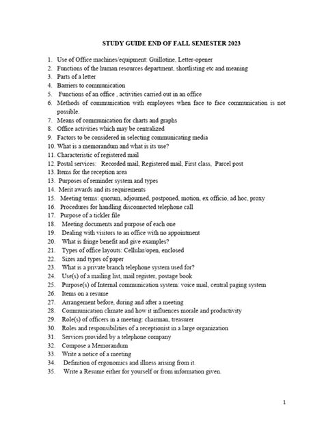 Office Administration Study Guide