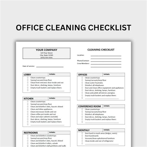 office cleaning duties list