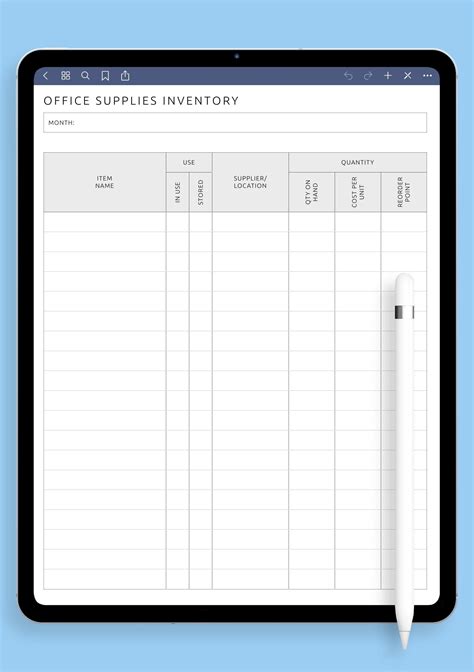 Office Supplies Inventory Example
