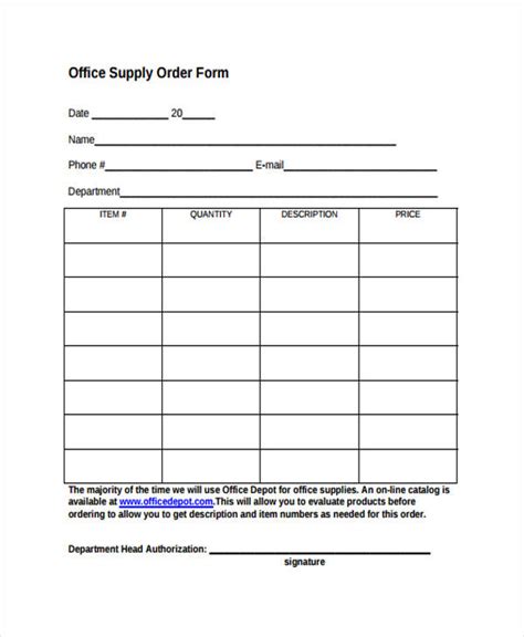 Office Supply Order Template