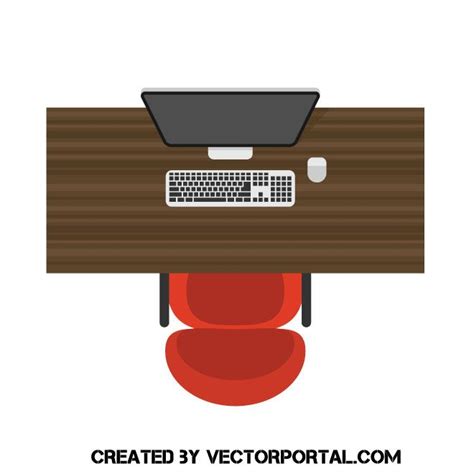Office Table Top View Vector