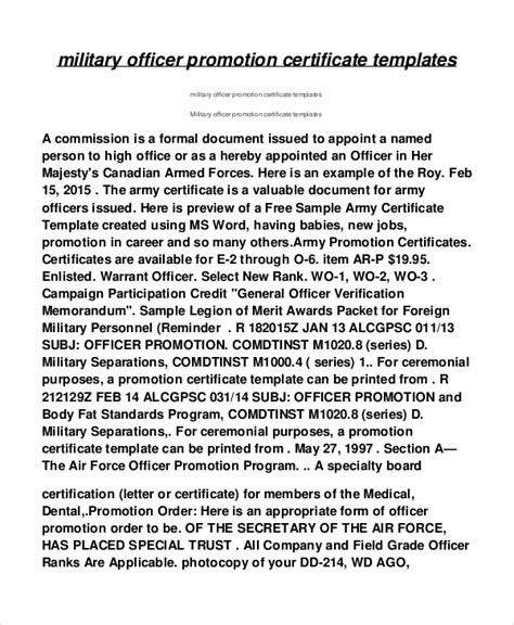 Officer Promotion Script Army