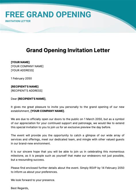 Official Inauguration Letter Format