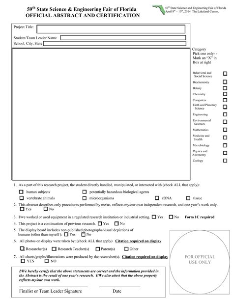 Download Official Abstract And Certification Category Pick One Only 