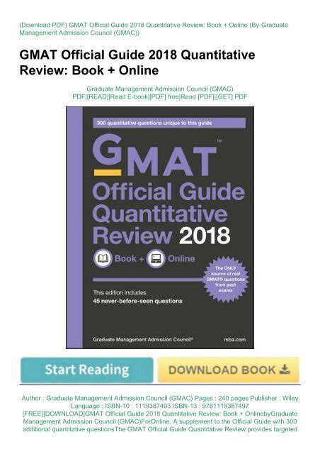Read Online Official Guide For Gmat Quantitative Review Ebook 