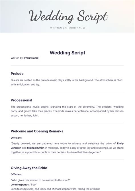 Officiant Wedding Script