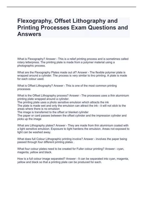 offset printing exam questions