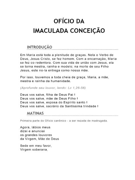 Oficio Da Imaculada