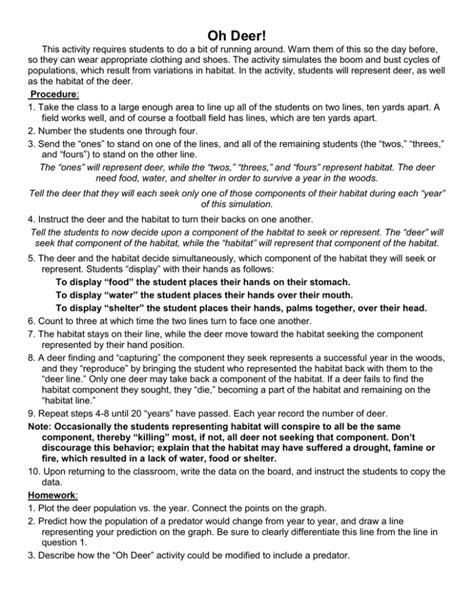 Oh Deer Population Cycle Lab Answer Sheet