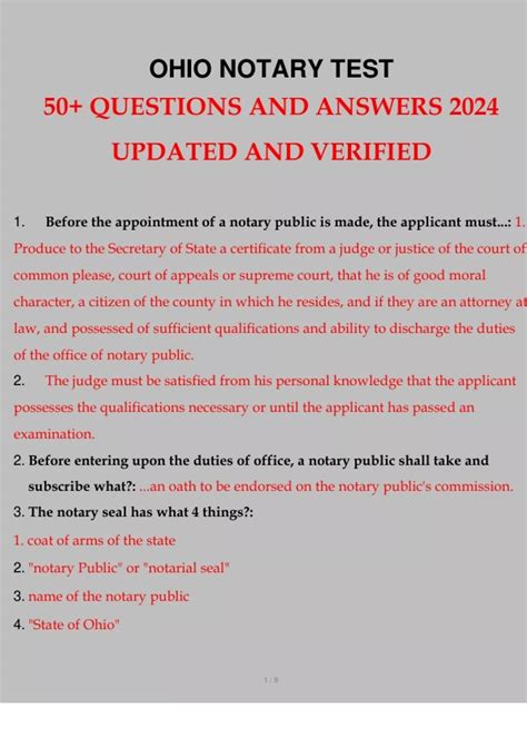 Ohio Notary Practice Test