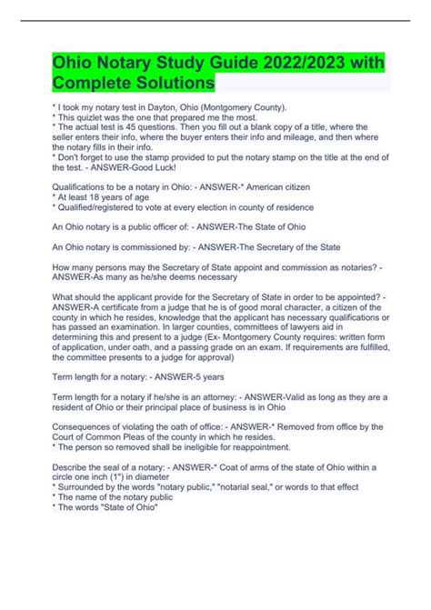 Ohio Notary Study Guide