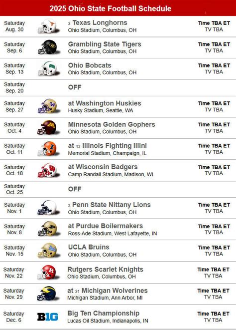 ohio state fb schedule