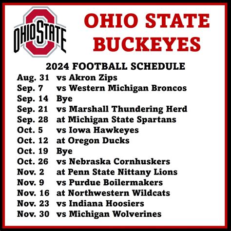 ohio state schedule