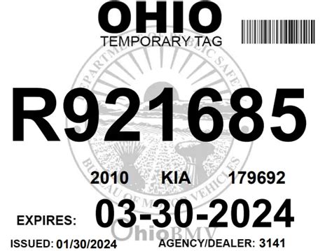 ohio temporary tags