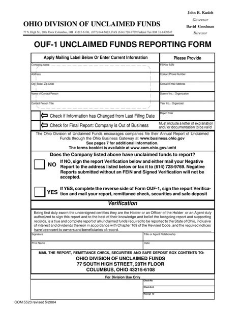 ohio unclaimed