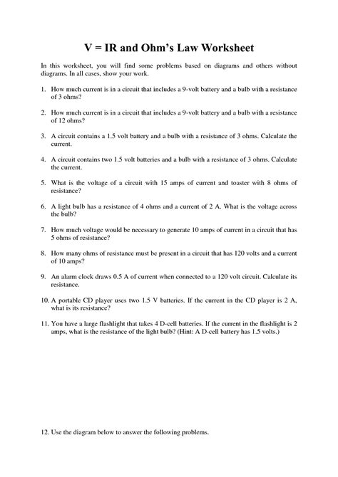 Ohmu0027s Law Practice Problems With Solutions For High Voltage Current And Resistance Worksheet Answers - Voltage Current And Resistance Worksheet Answers