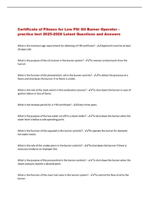 Oil Burner Certification Practice Test Bronze