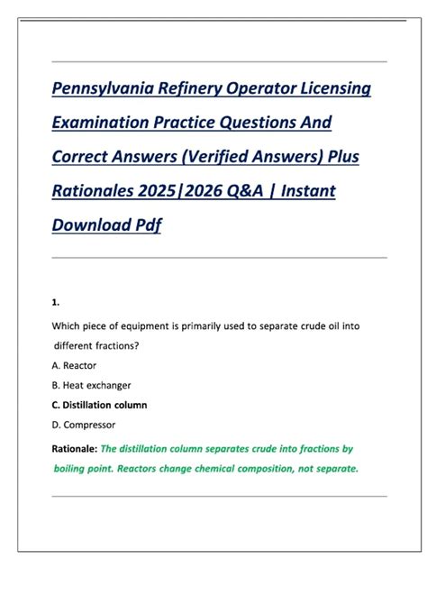 Oil Refinery Operator Practice Test