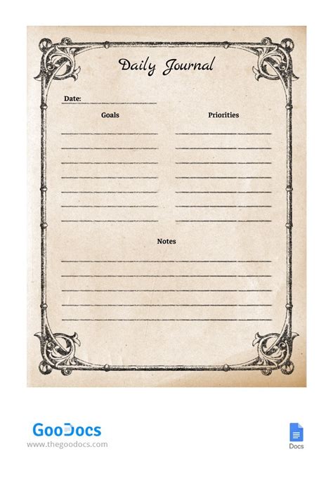Old Fashioned Journal Templates