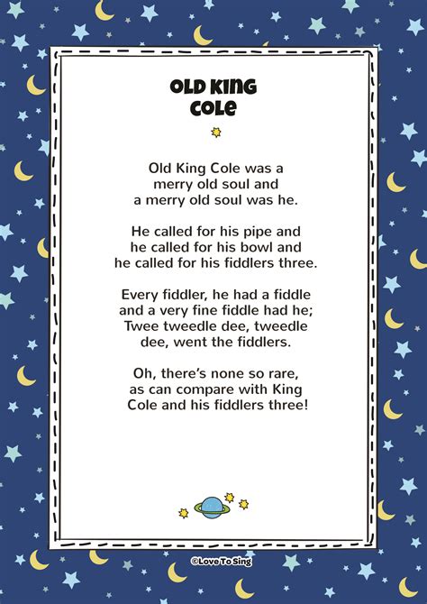  Old King Cole Nursery Rhyme Printable - Old King Cole Nursery Rhyme Printable