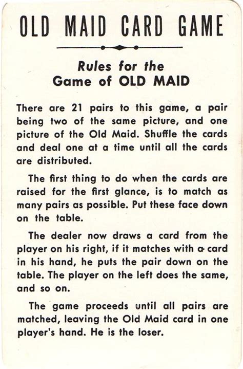 Old Maid Rules