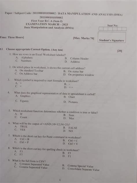 Old Paper In Bca For Spu