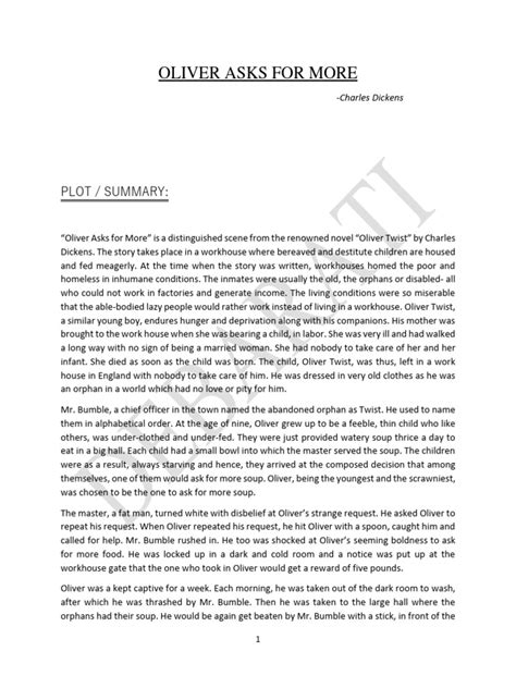 Oliver Asks For More Summary