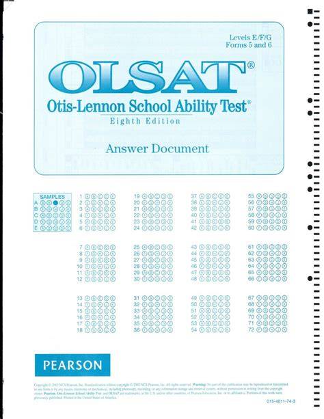 olsat blank answer sheet