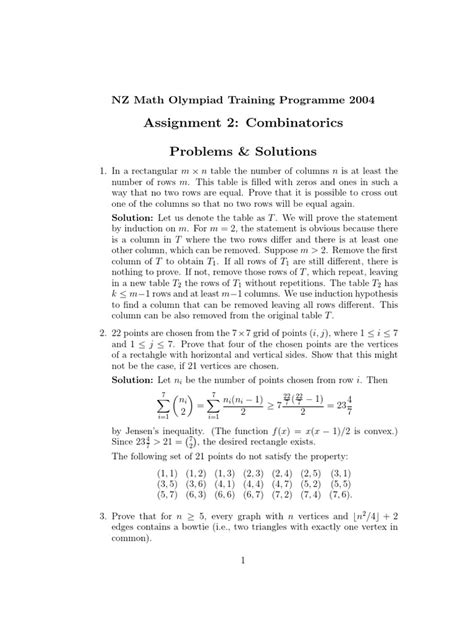 Olympiad Combinatorics Problems Solutions