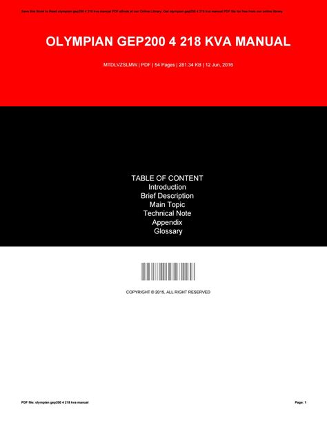 Full Download Olympian Gep200 4 218 Kva Manual 