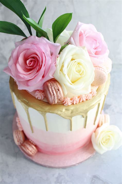 Ombre Pink And Floral Cake Fresh Floral Cake Pink Ombre Cake With Flowers - Pink Ombre Cake With Flowers