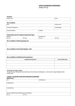 omplacering pga arbetsbrist